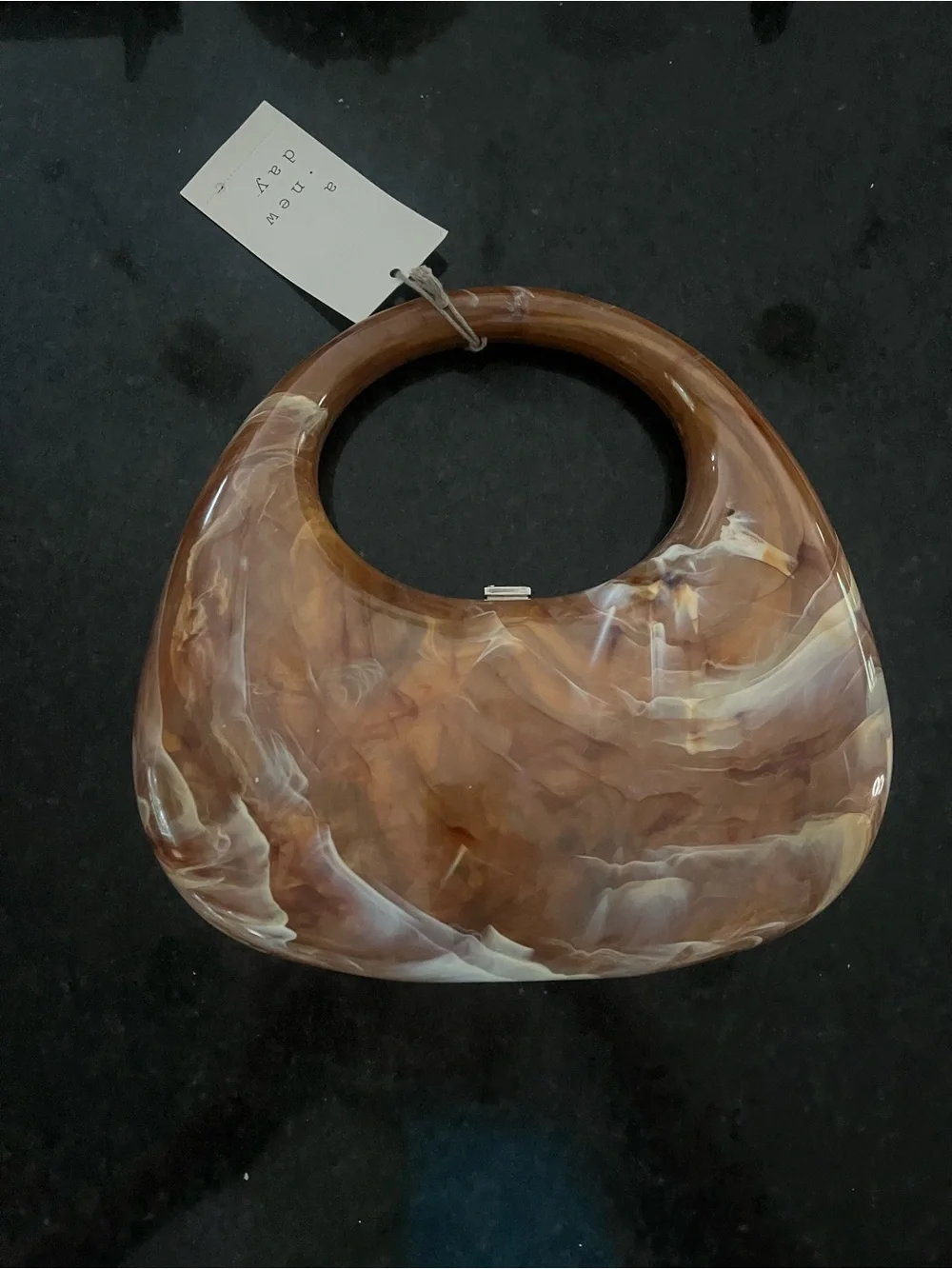 Target A New Day Acrylic Crescent Marble Minaudiere Clutch - Brown